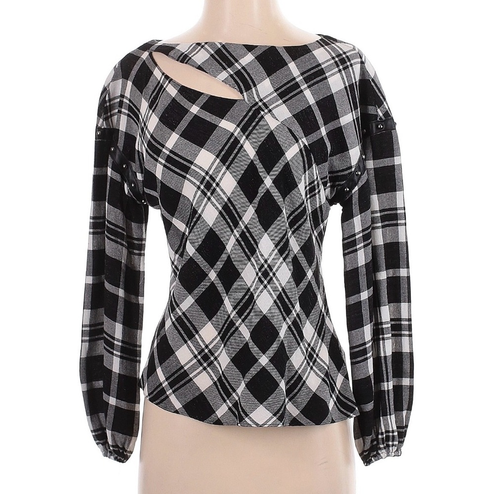 Ramy Brook Black & White Plaid Blouse